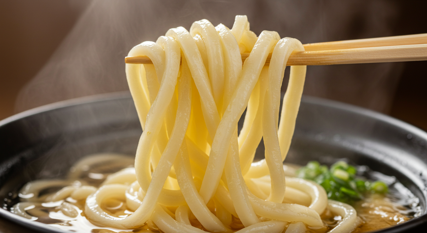 갓 삶아낸 탱글탱글한 우동 면발