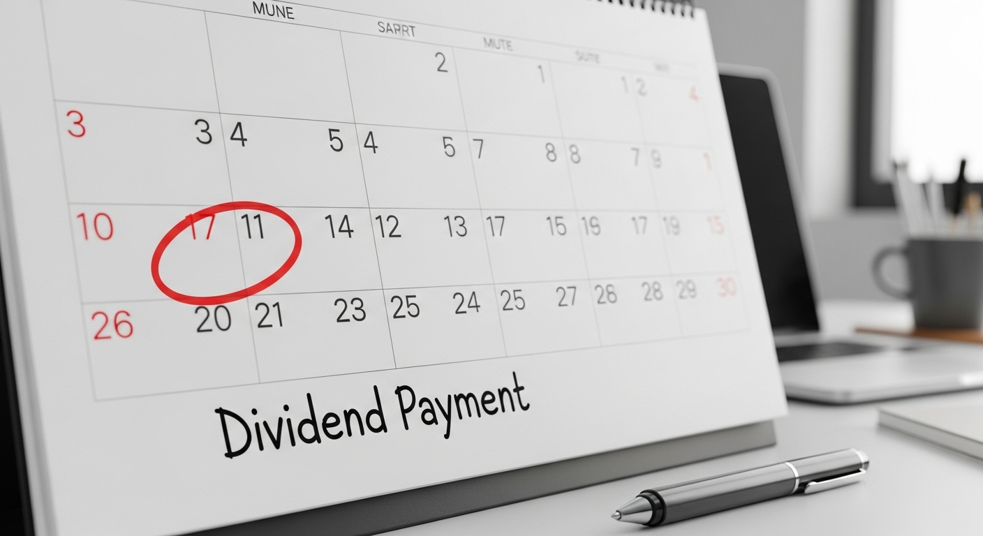 달력에 표시된 배당금 지급일 이미지