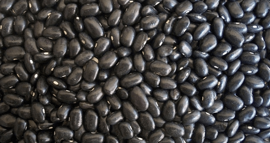마른 검은 콩이 수북히 쌓여 있다
