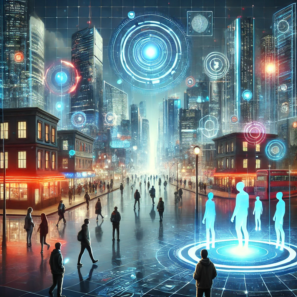 alt=&quot;AI가 생성한 디지털 아트워크로, 메타버스 세계를 표현한 미래형 도시와 홀로그램 아바타의 상상적 장면&quot;