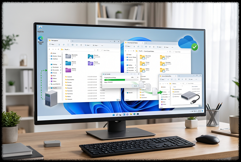 로컬 사용자 폴더와 OneDrive 백업 폴더의 파일 위치를 비교하는 모습