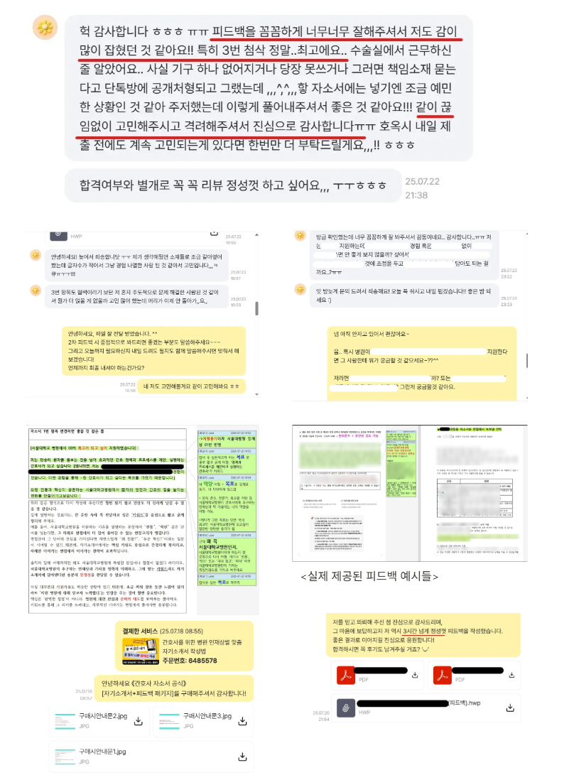 크몽 간호사 병원 자소서 첨삭 후기