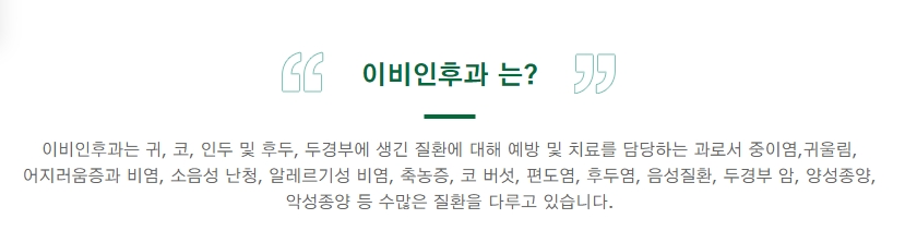 이비인후과에서 다루는 주요 질환 목록 요약
