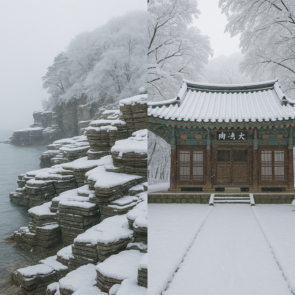 전북 부안 ‘채석강 & 내소사’ — 눈 덮인 절벽과 고찰의 만남