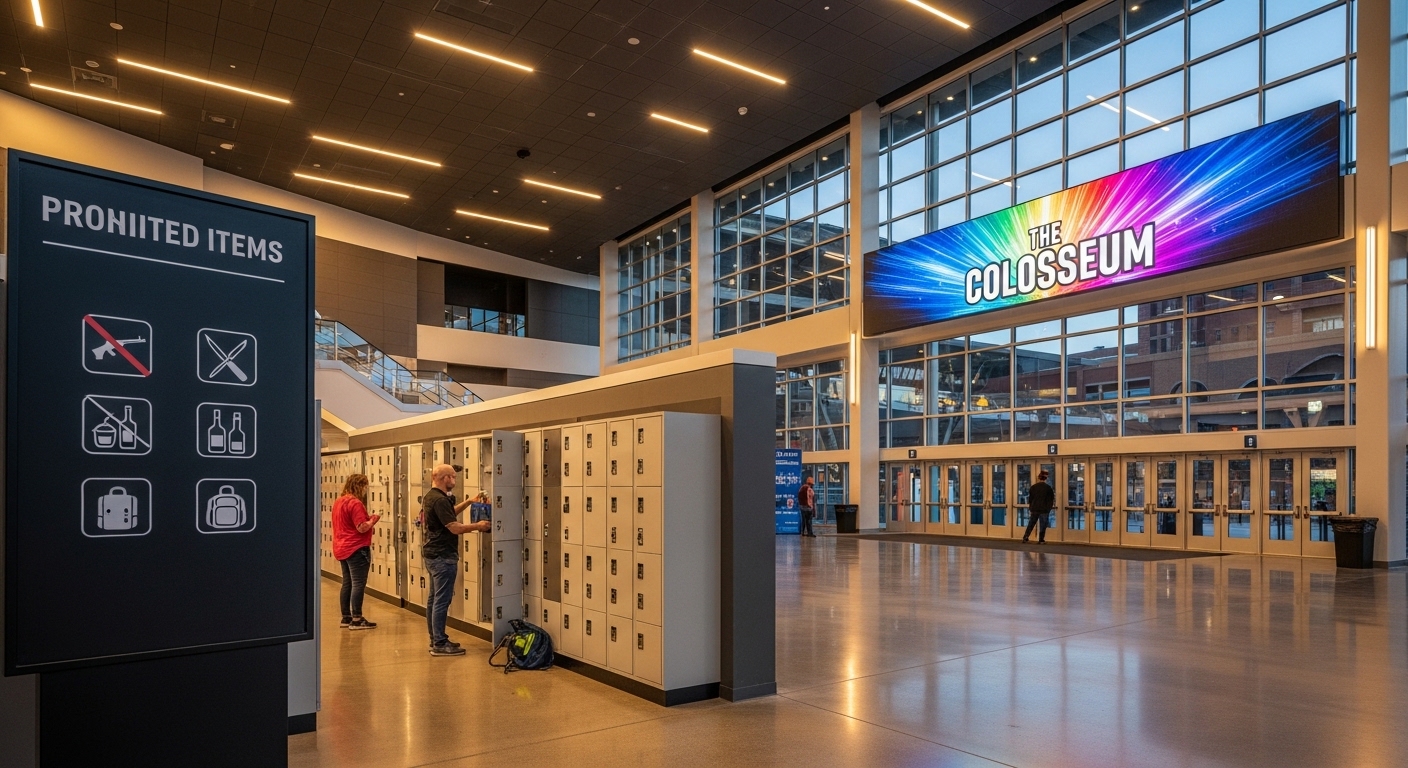 고양 아레나 콘서트장 입구와 물품 보관소 안내 표지판 이미지