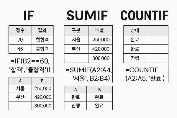 조건에 따라 결과를 달리하는 조건 함수 사진