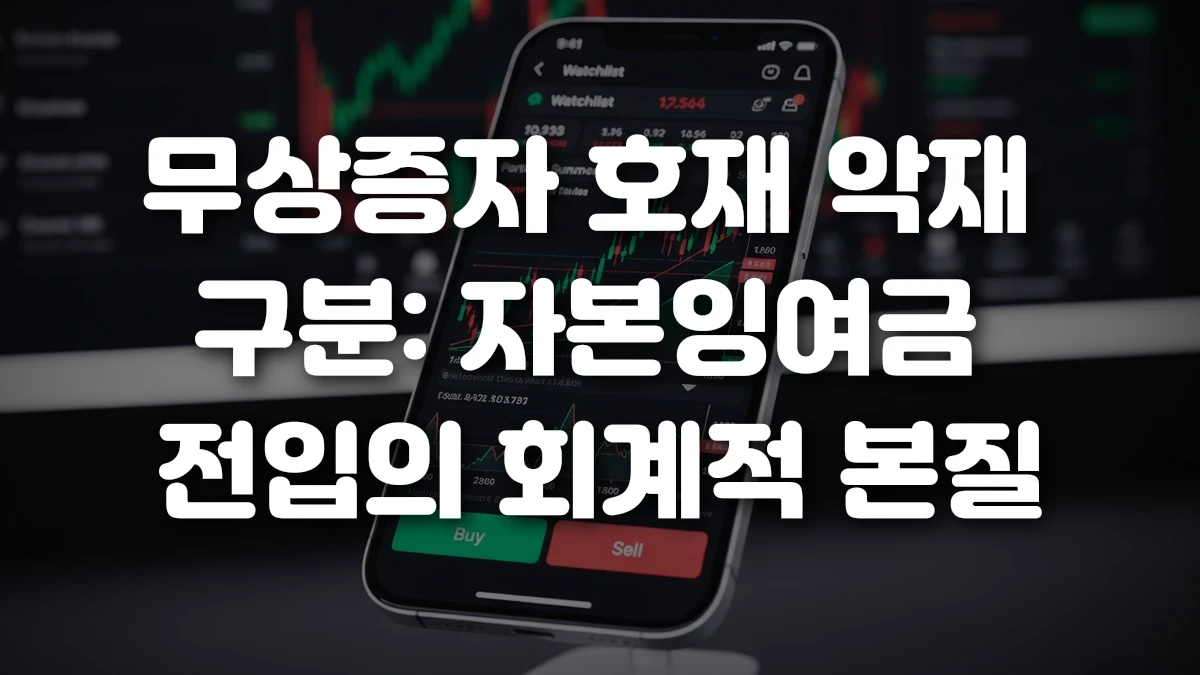 무상증자 호재 악재 구분 자본잉여금 전입의 회계적 본질