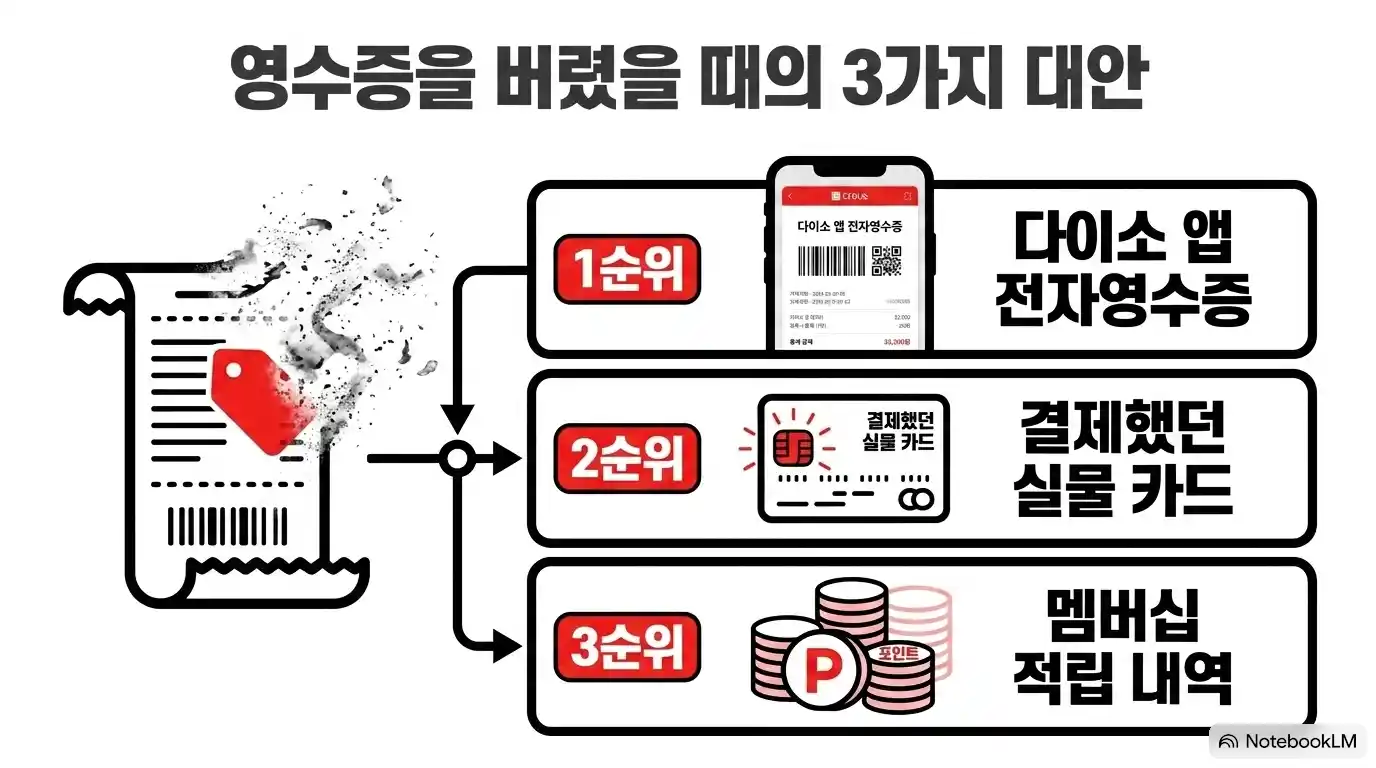 다이소 영수증을 잃어버렸을 때 전자영수증과 카드 결제 내역으로 확인하는 방법