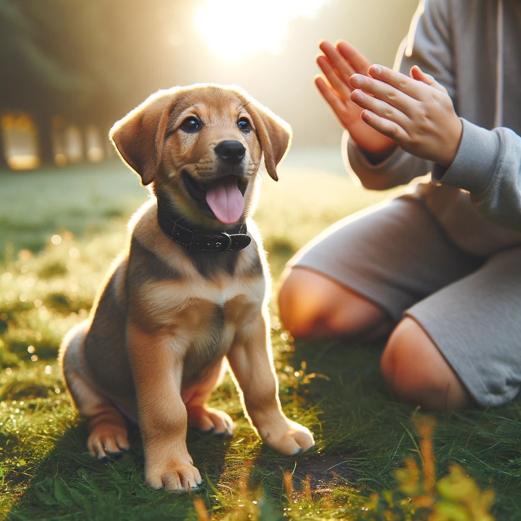 앉아서 기다리는 강아지