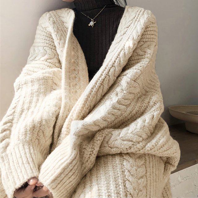 꽈배기 니트 가디건 가을 겨울 루즈핏 간절기 박시