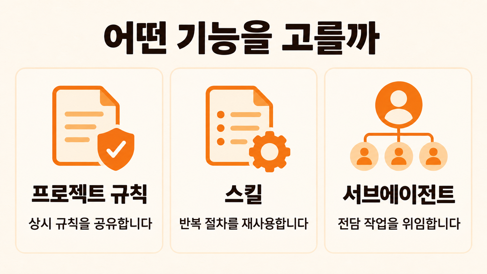 프로젝트 규칙&middot;스킬&middot;서브에이전트를 사용하는 목적 비교