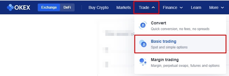 Basic Trading 버튼에 빨간 네모박스
