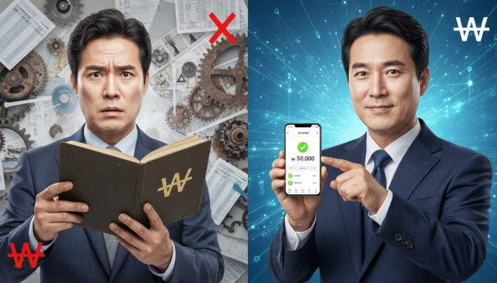 베트남 은행 계좌 동결 위험을 명확한 예방으로 해결하는 한국인 사업가의 모습.