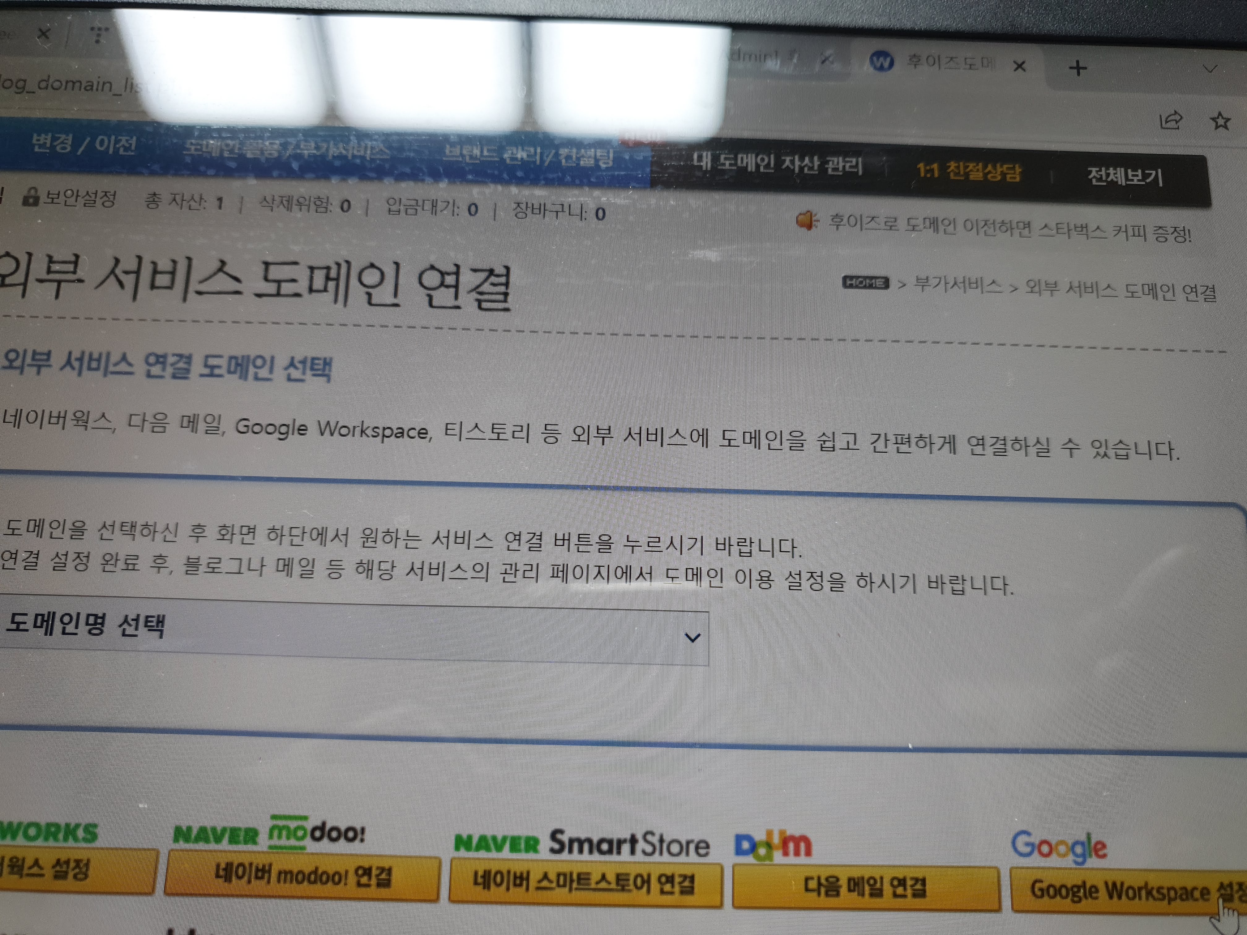 도메인명 선택