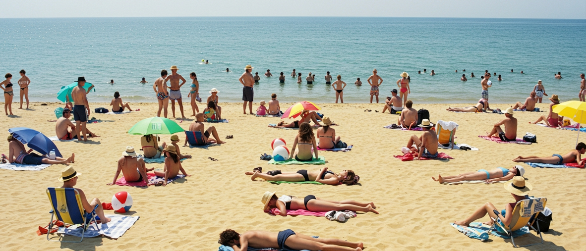 일광욕하는 사람들-사진