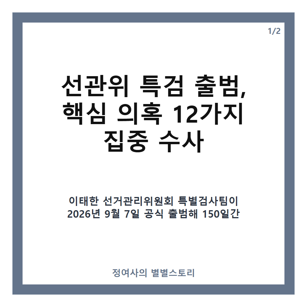 다시 해볼까 오늘 출범한 선관위 특검, 150일간 수사할 핵심 의혹 12가지 총정리 카드뉴스 1