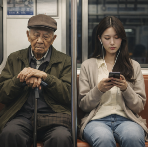 지하철 옆자리의 노인