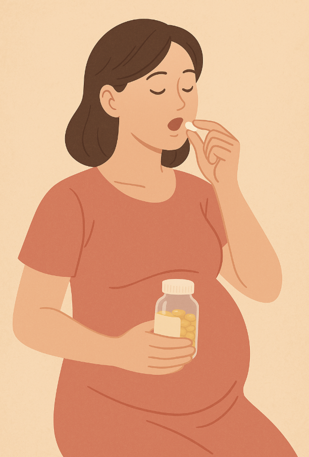 임산부 영양제 먹는 모습 사진