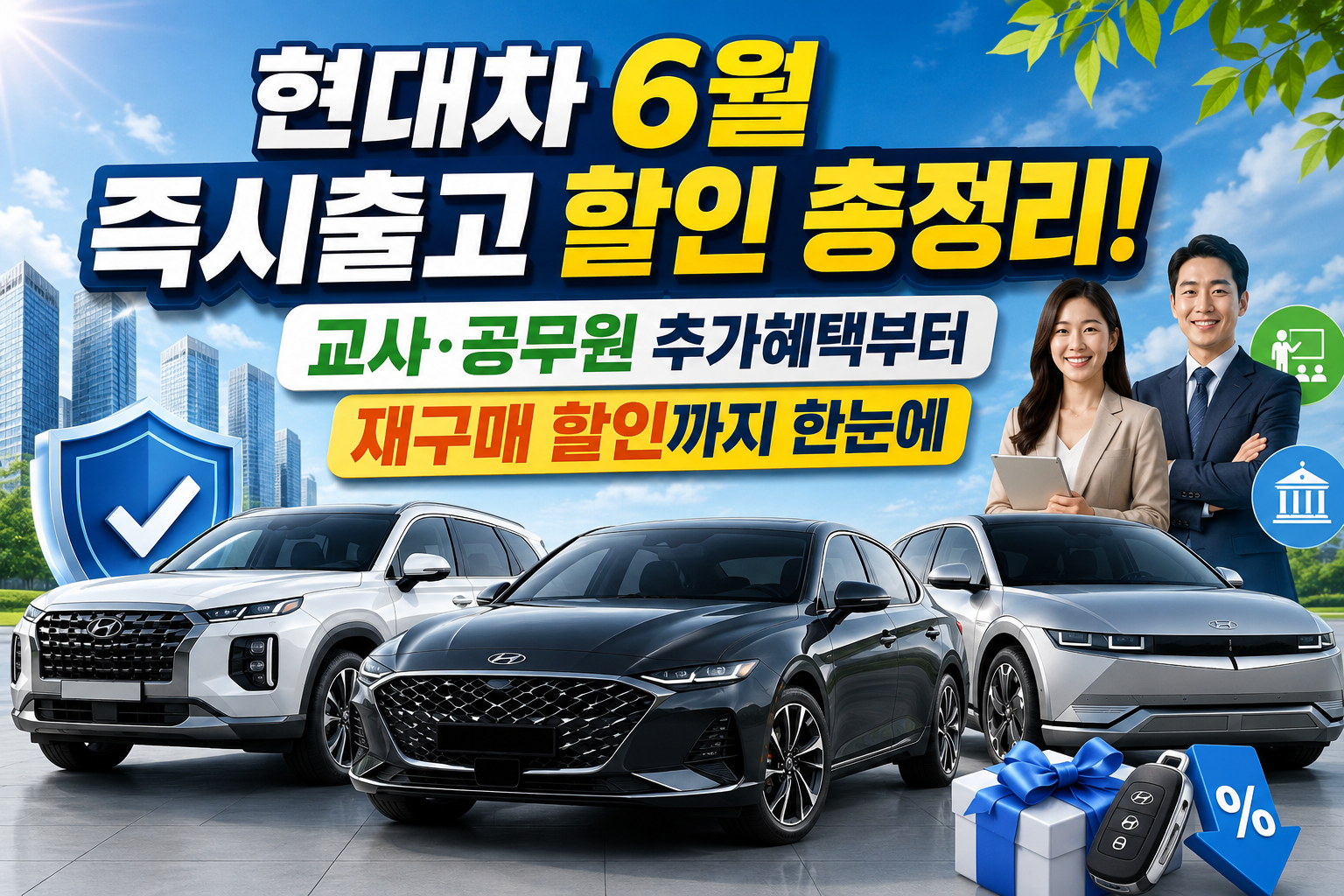 현대차 6월 즉시출고 할인 총정리! 교사&middot;공무원 추가혜택부터 재구매 할인까지 한눈에 관련 사진