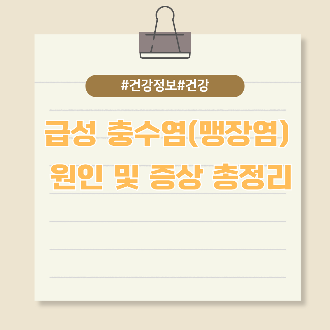 급성 충수염(맹장염) 원인 및 증상에 대한 총정리