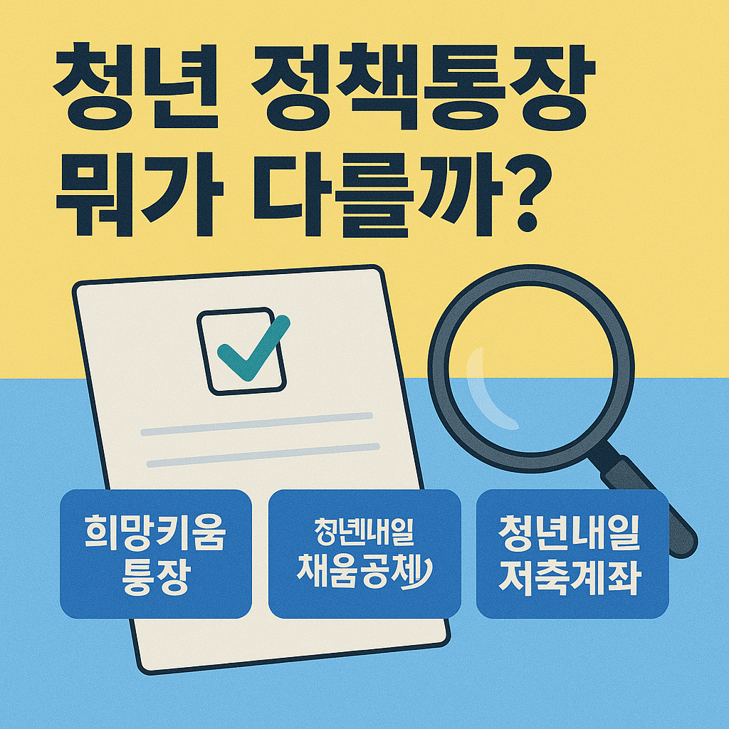 한국 청년 정책통장 비교｜희망키움 vs 내일채움 vs 저축계좌, 뭐가 유리할까?