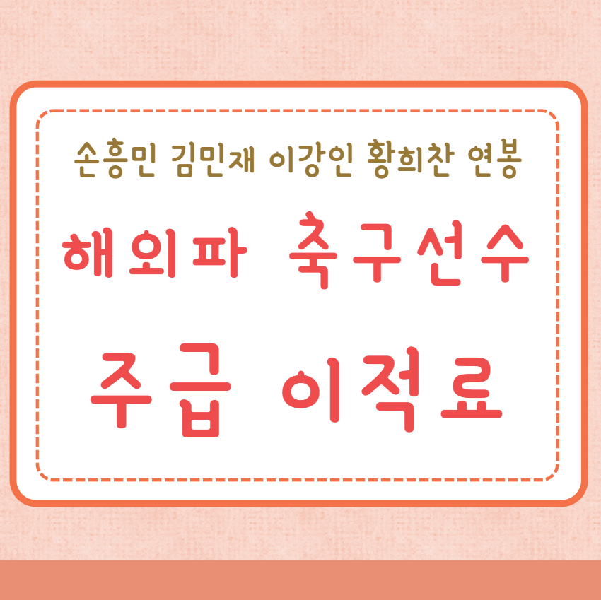 손흥민 김민재 이강인 황희찬 주급