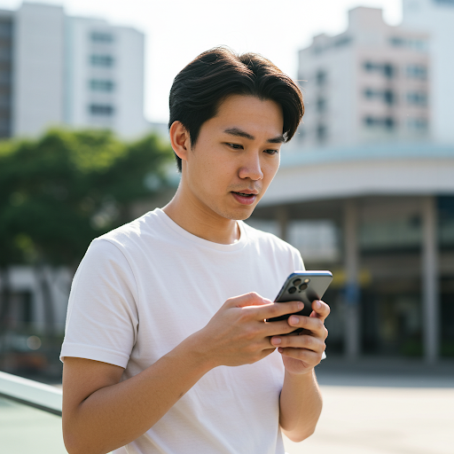 스마트폰 보는 사진