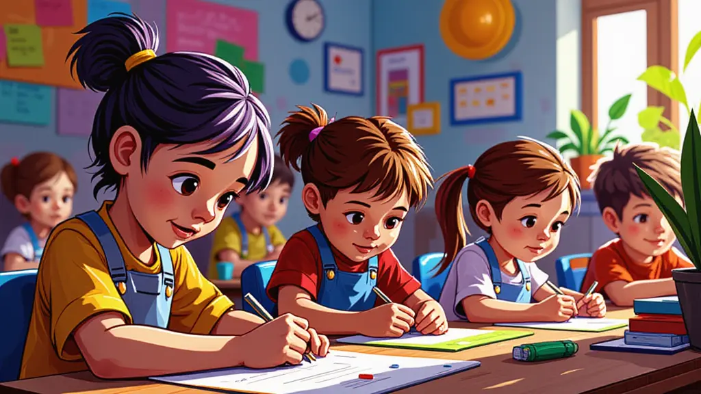 교실에서 공부하는 아이들