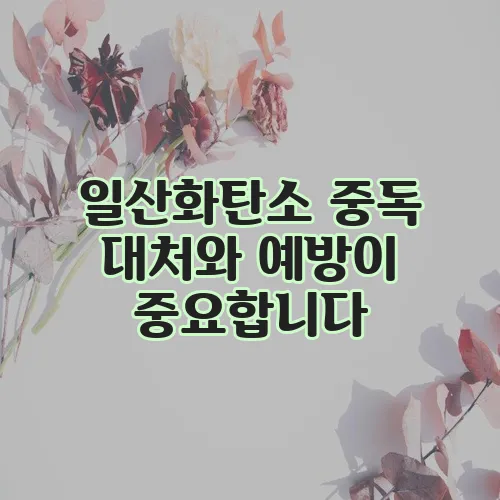 일산화탄소 중독 대처와 예방이 중요합니다