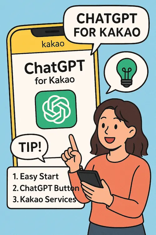 카카오톡에 들어온 챗GPT, &lsquo;ChatGPT for Kakao&rsquo;를 표현한 이미지