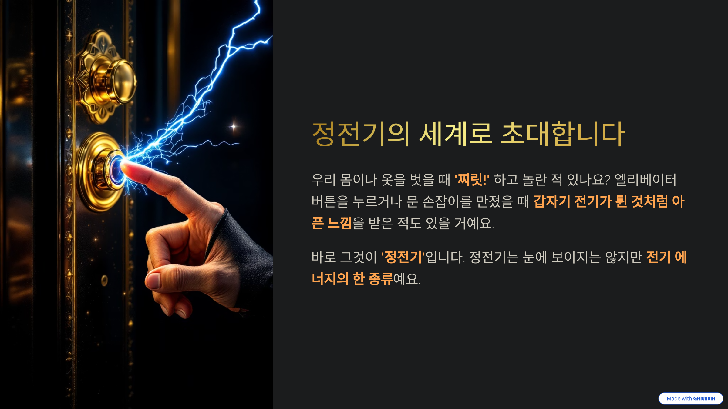 정전기의 세계로 초대합니다.