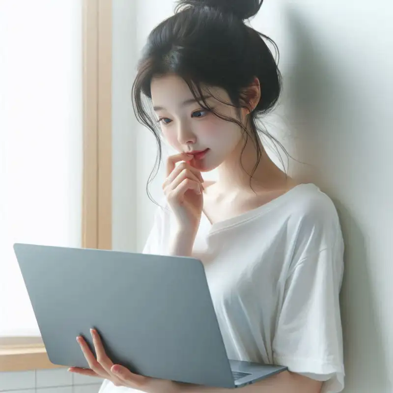 사진-지브리-변환-무료-방법을-알아보는-여성의-모습