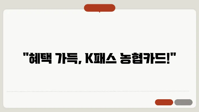 K패스 농협카드의 다채로운 혜택
