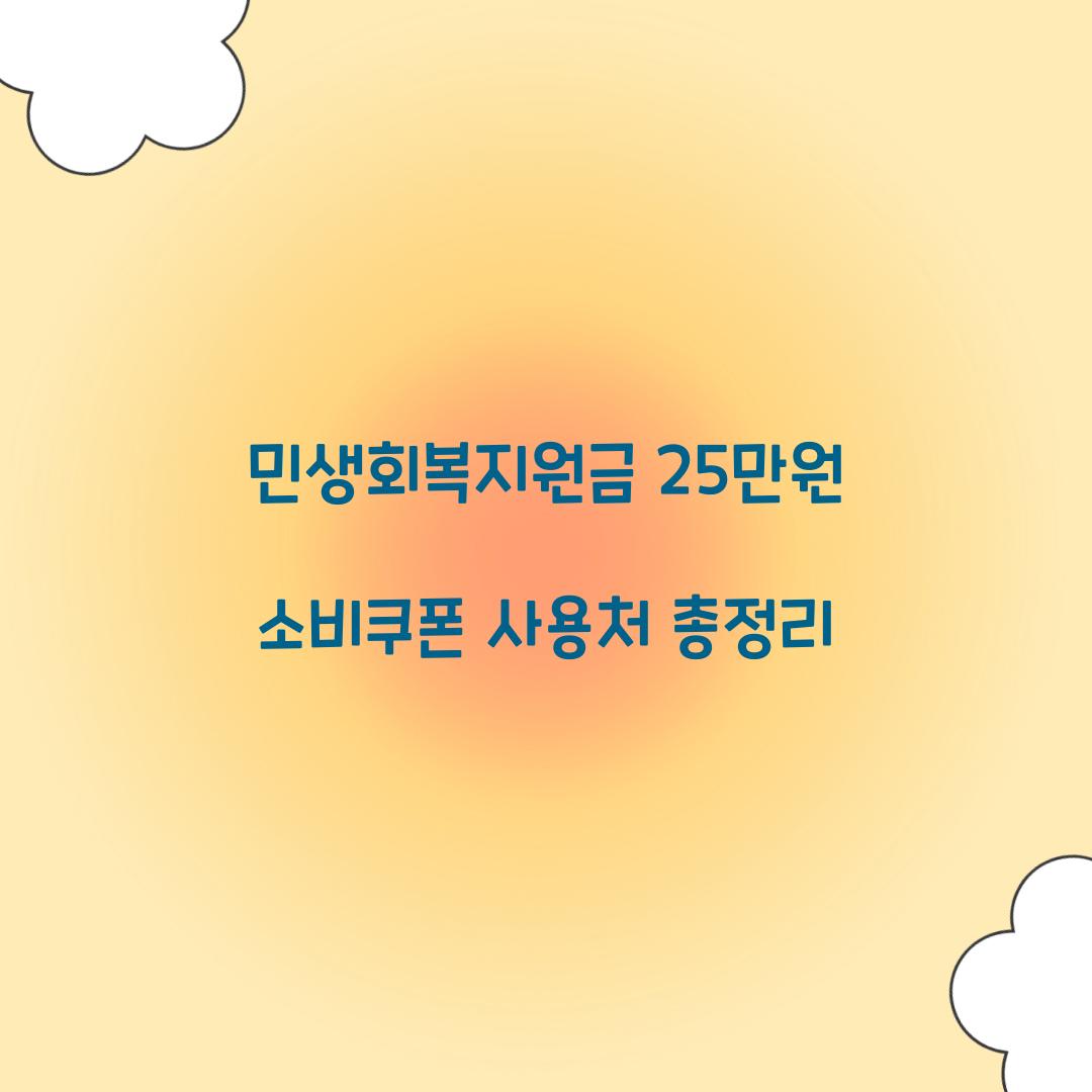 민생회복지원금 25만원 소비쿠폰 사용처