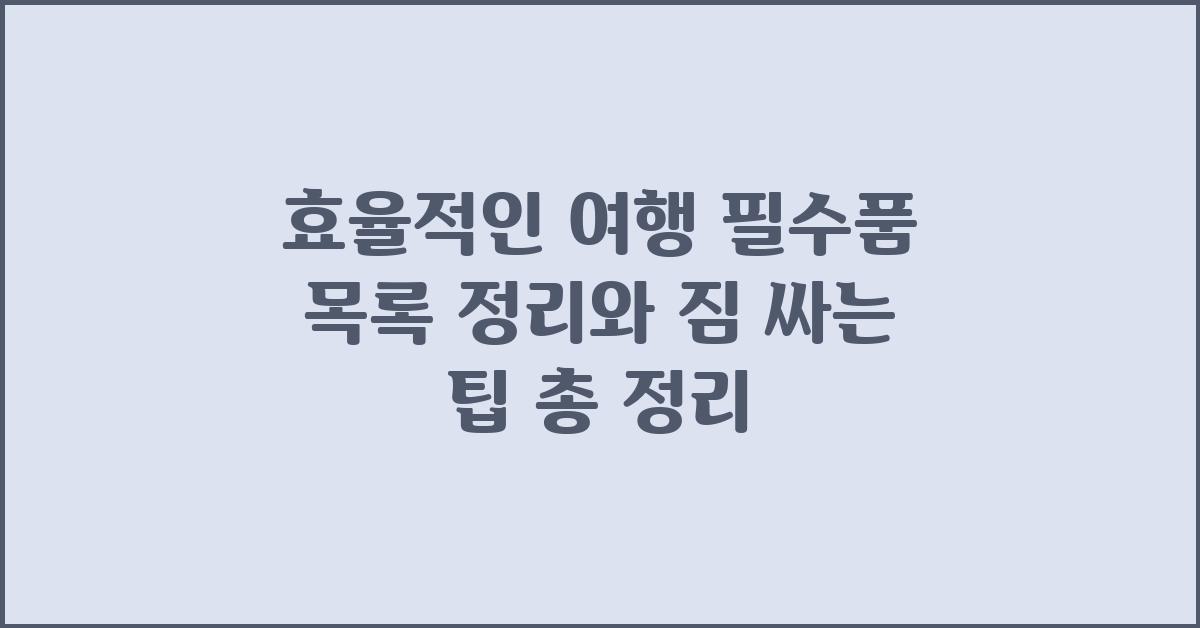 효율적인 여행 필수품 목록 정리