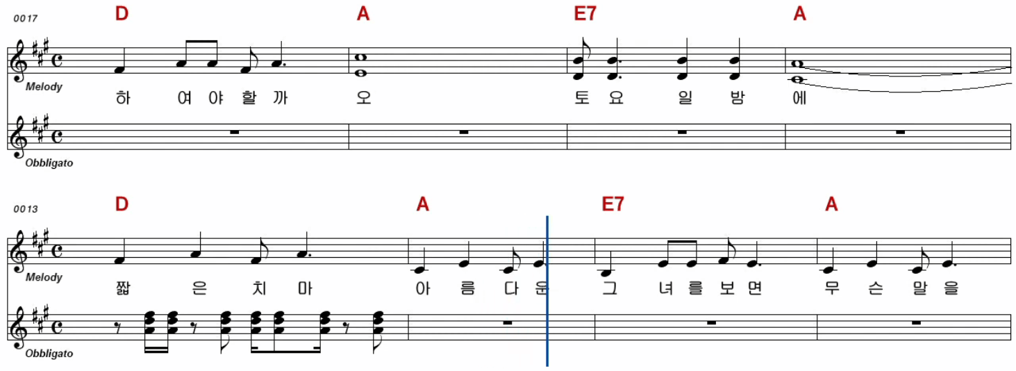 김세환 토요일밤에 악보