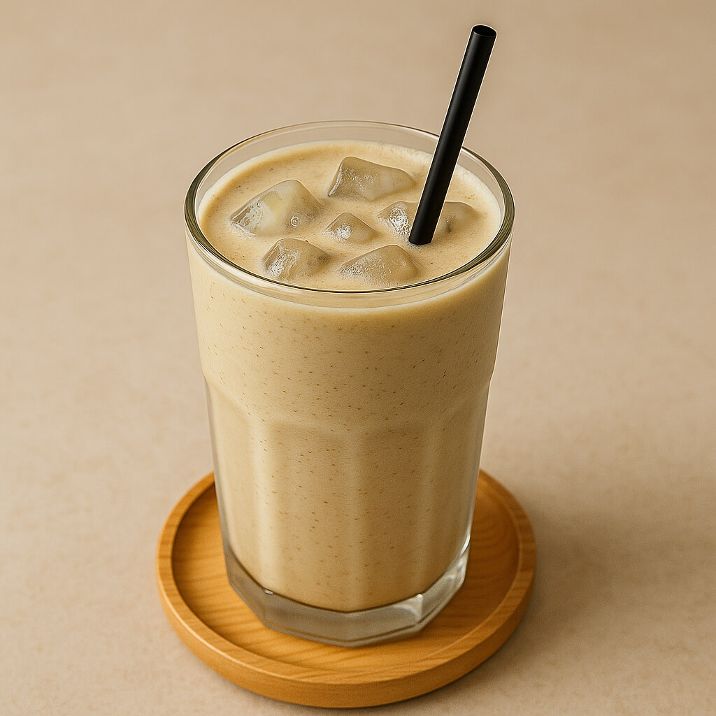 시원한 우유를 넣어서 만든 미숫가루 스무디