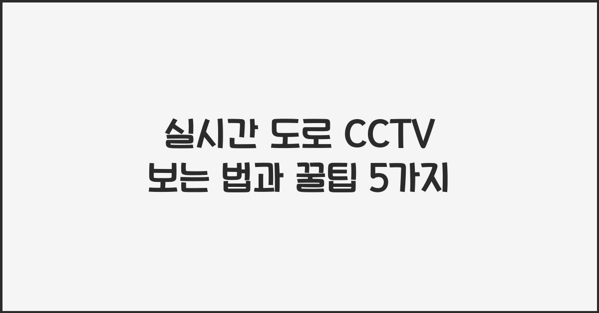 실시간 도로 cctv 보는 법