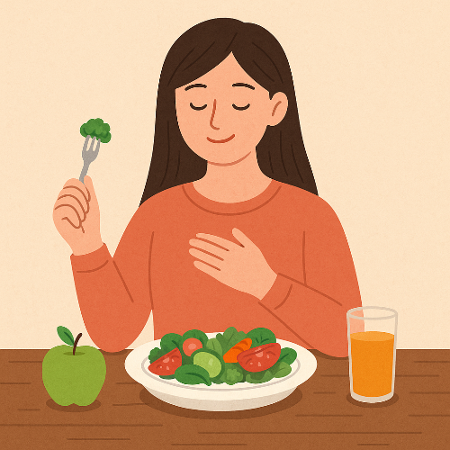 정신 건강과 식습관의 상관관계에 관한 일러스트 이미지