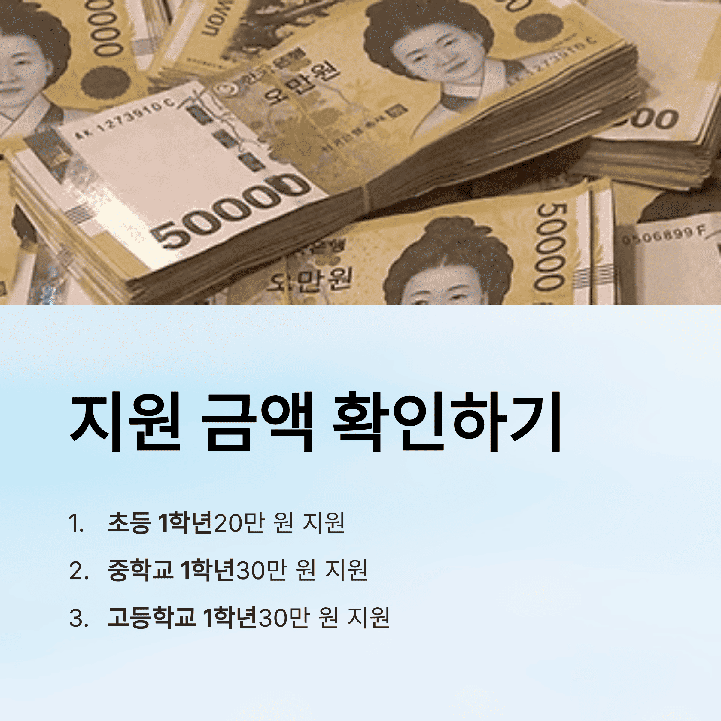 서울시 지원금, 서울 초중고 신입생 입학 준비 금, 최대 30만 원