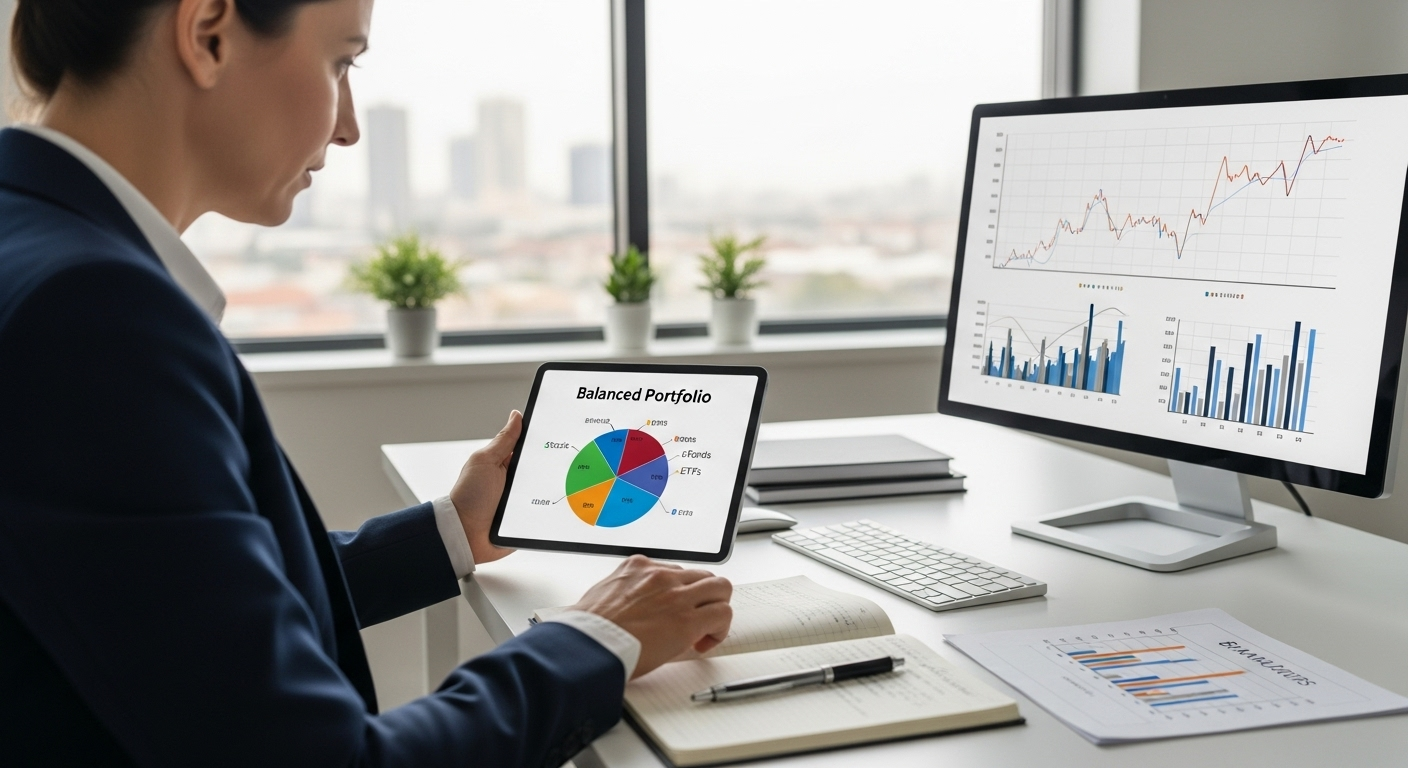 안정적인 수익형 포트폴리오 구성을 위해 자산 배분을 계획하는 투자자의 모습
