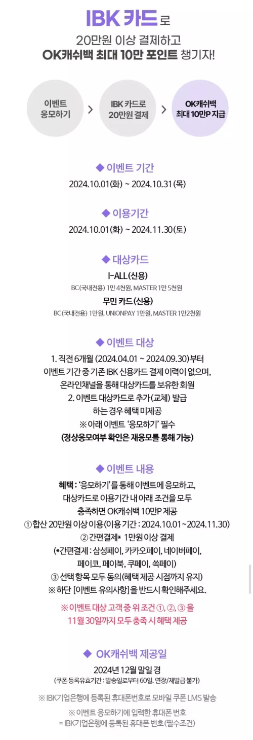 2024년+10월+신용카드+IBK기업+신규혜택+참여방법