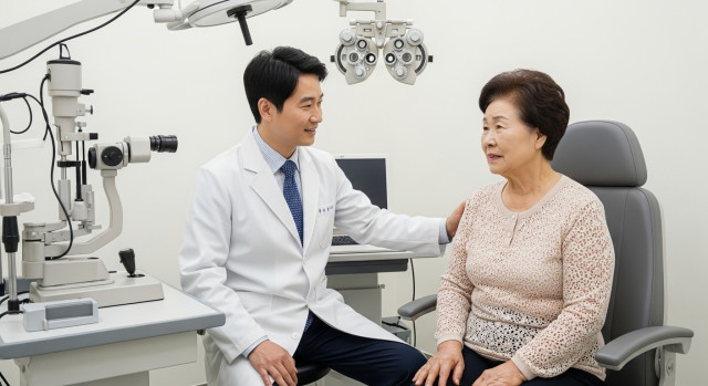 의사와 상담하는 환자