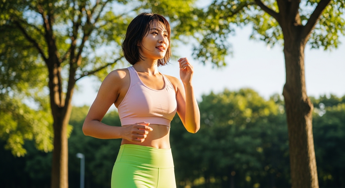 천천히 호흡을 가다듬는 여성