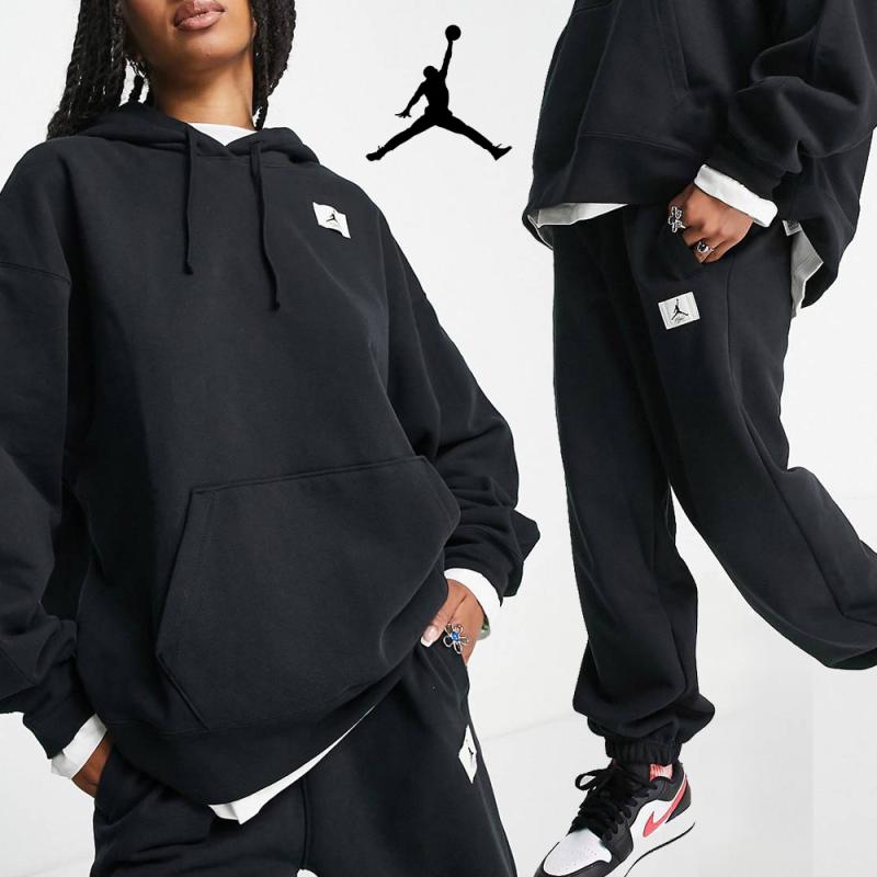 나이키 조던 여성 플리스 기본 트레이닝 세트 에센셜 기모 블랙
