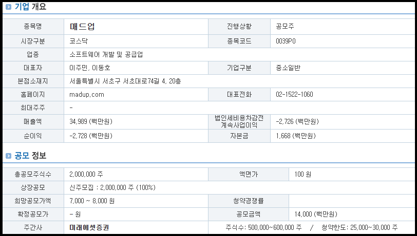 매드업 기업 개요