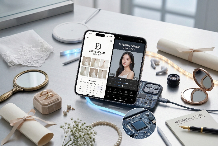 디지털 플랫폼을 활용해 효율적으로 결혼을 준비하는 모습.