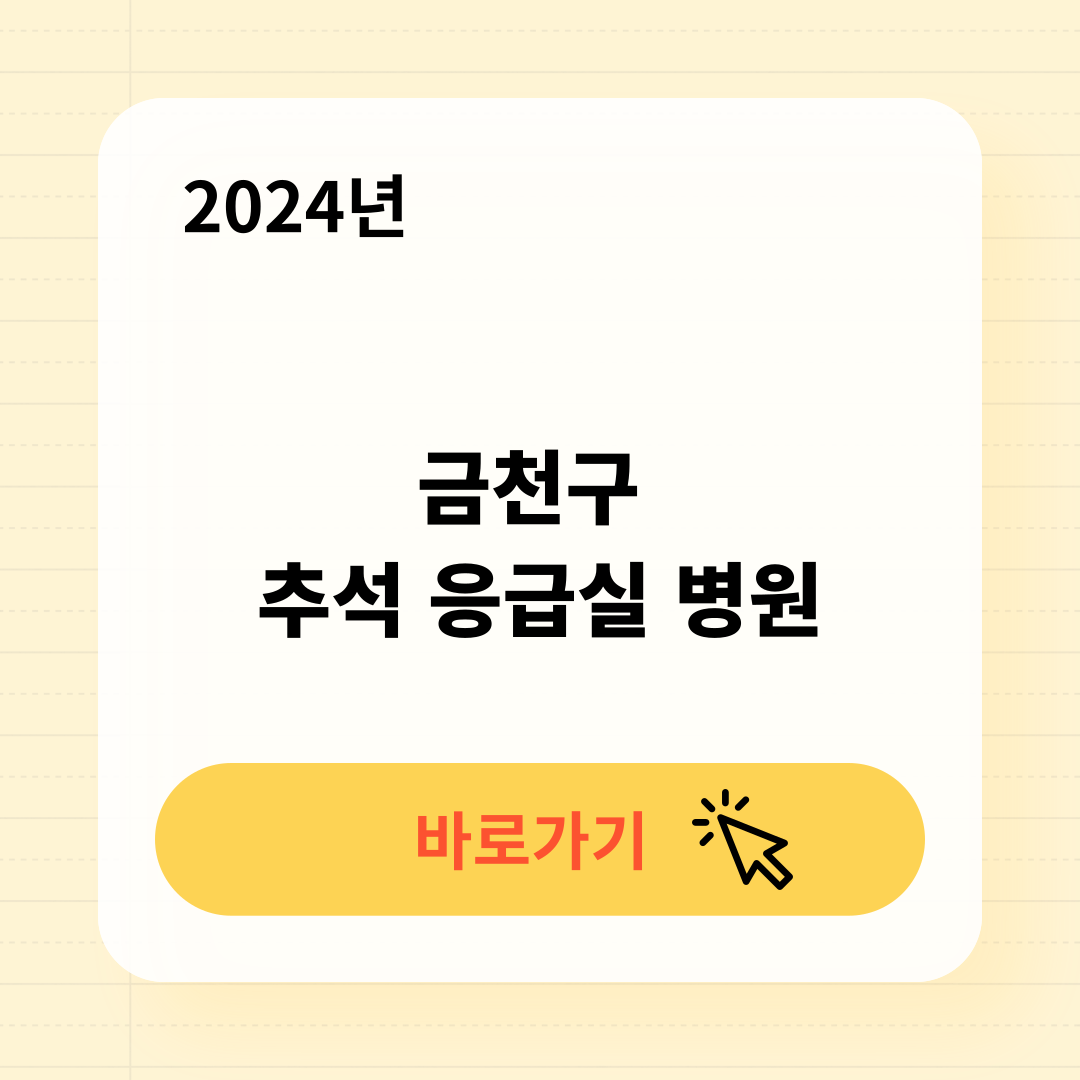 2024 금천구 추석 응급실 병원 찾기