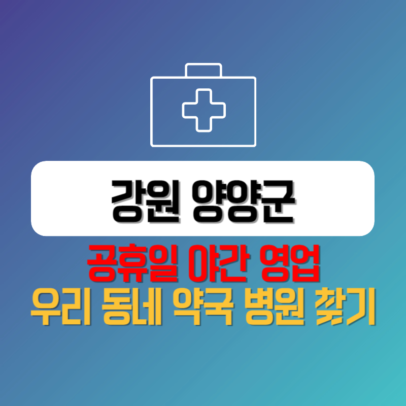 강원 양양군 공휴일 야간 영업 우리 동네 약국 병원 찾기