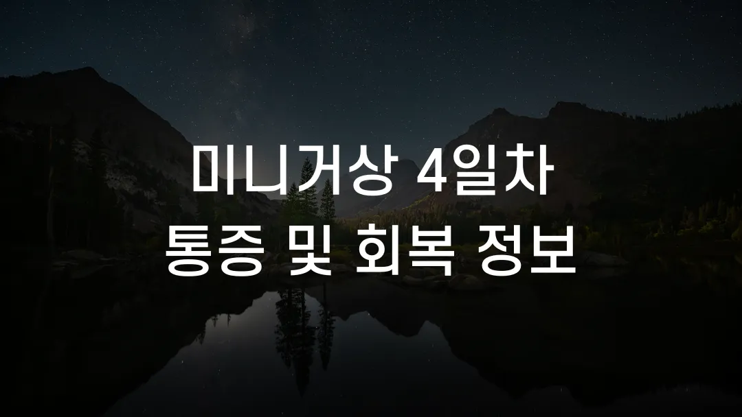 미니거상 4일차 통증 및 회복 정보